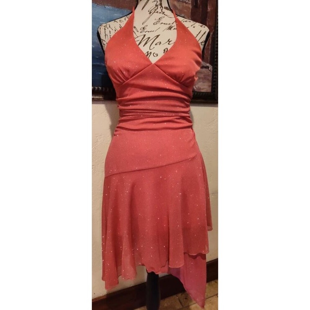 Sexy Taboo Coral Glitter Evening Prom Homecoming Gown Dress Size S